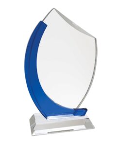 Customized Blue Curve Glass Award - T-1801