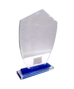 Customized Blue Base Glass Award - T-1802