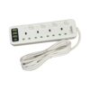 Yaki 4 Gang 220v Extension Strip with USB A & C