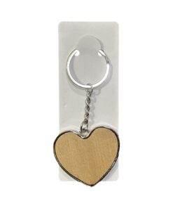 Customizable Wooden Heart Keyring w/Metal